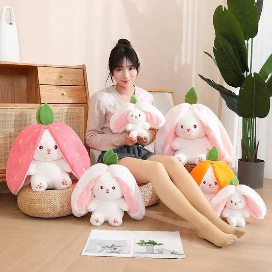 Strawberry Turn Into Rabbit Plush Toy – Reversible Kawaii Stuffed Animal for Kids & Collectors