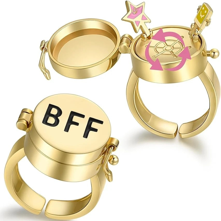 Spinner BFF Matching Friendship Rings – Rotating Open Band Forever Best Friend Rings