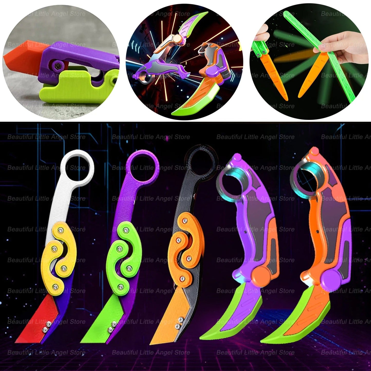 3D Printed Gravity Claw Knife Toy – Stress Relief Fidget Toy