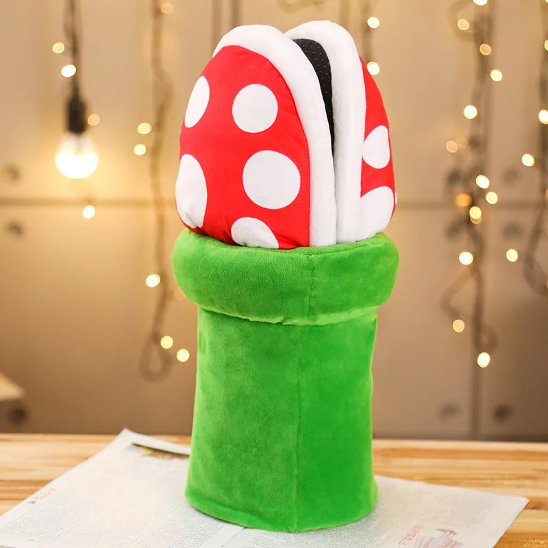 Super Mario Piranha Plant Mushroom Slippers - Plush Gaming Slippers for Kids & Adults