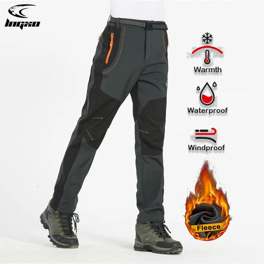 Men's Thick Warm Fleece Hiking Pants – Waterproof Windproof Outdoor Trekking Trousers | S–5XL