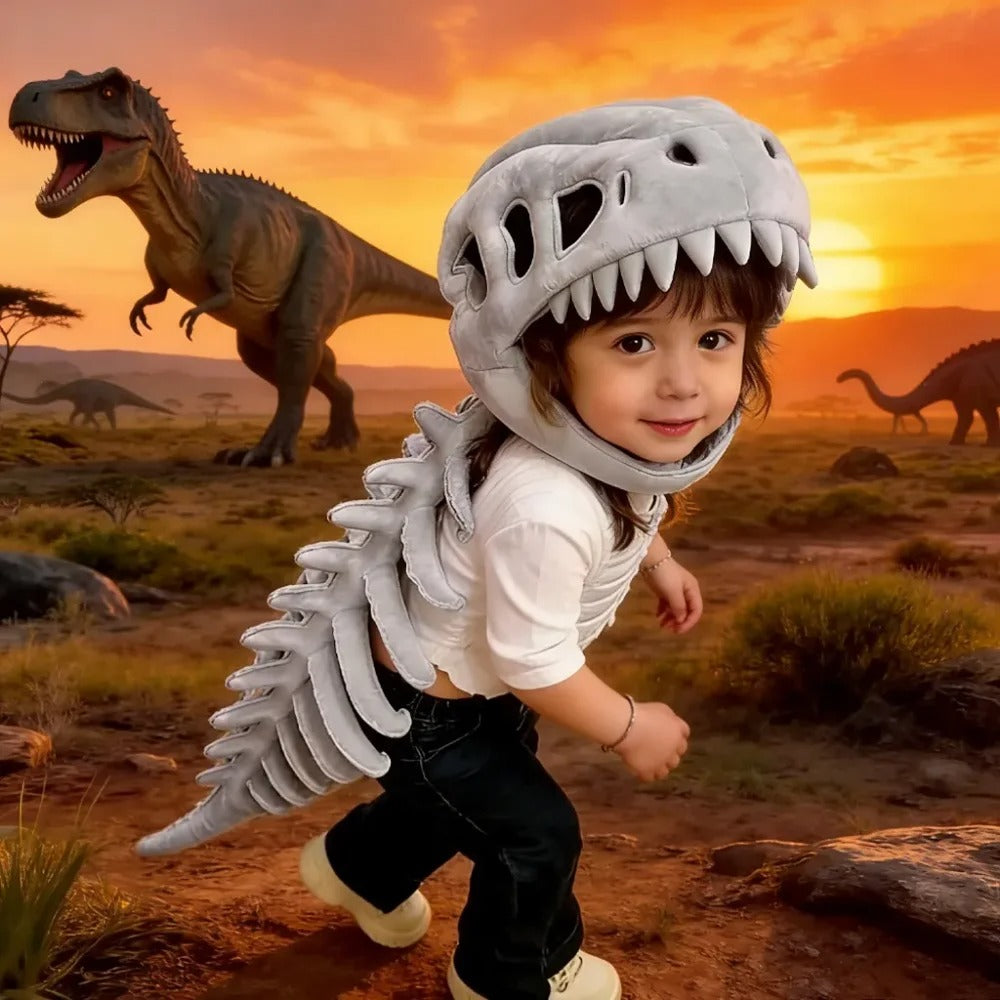 Dinosaur Skeleton Plush Headgear – Halloween Costume Accessory