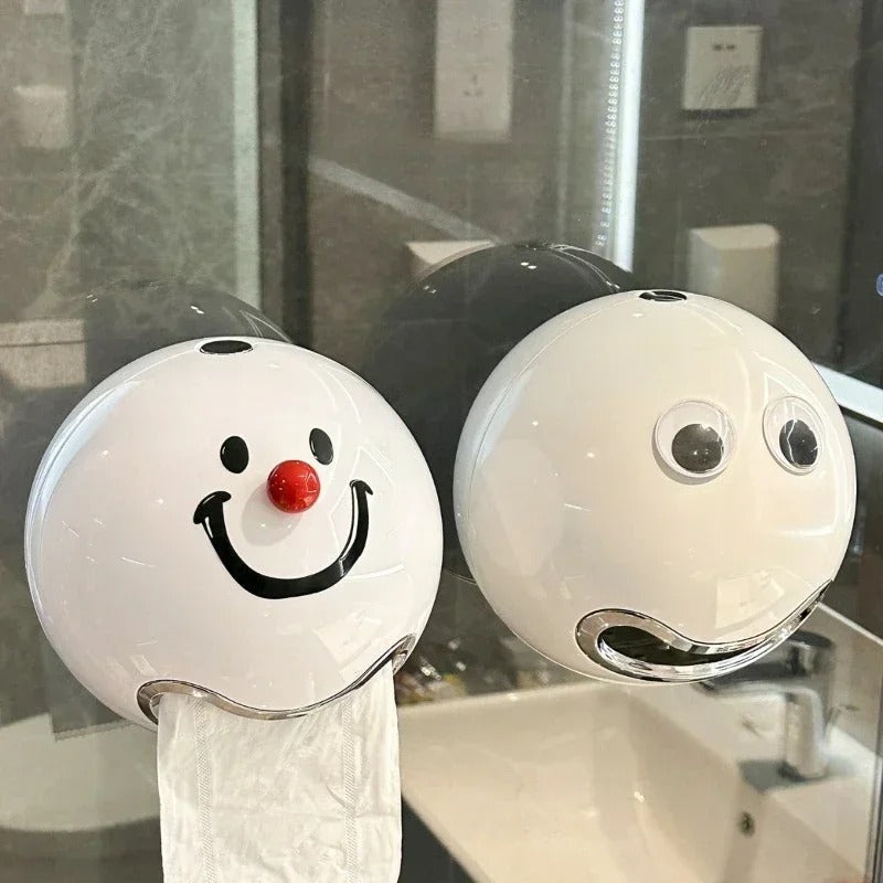 Ball Shaped Cute Emoji Waterproof Toilet Paper Box – Screw Fixed Wall Mount