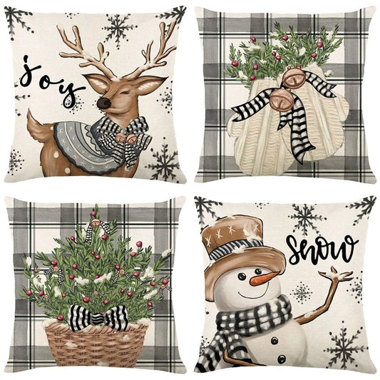 Linen Christmas Cushion Cover – Festive Pillow Case 45x45cm for Holiday Home Décor