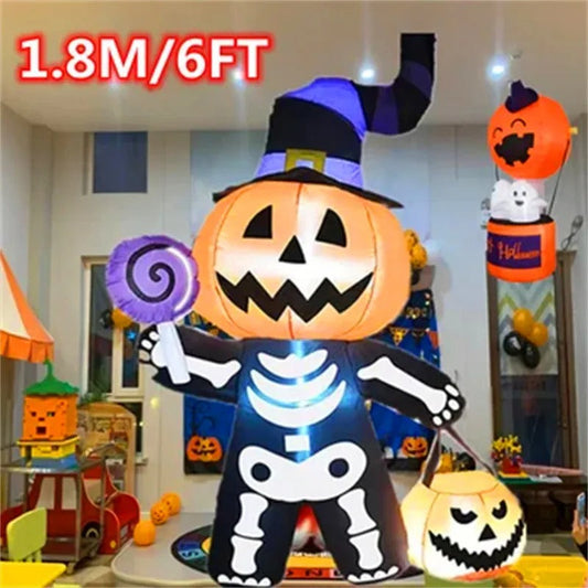 1.8M / 6FT Halloween Inflatable Toy – Giant Pumpkin Skull Ghost