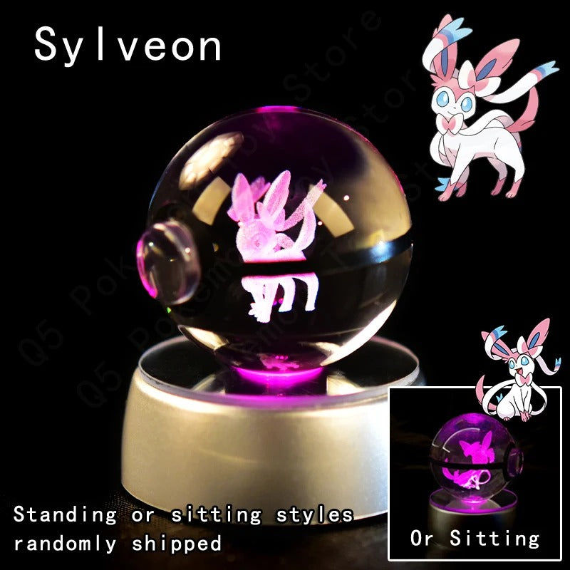 Pokémon 3D Crystal Ball Night Light with Colour-Changing LED Base