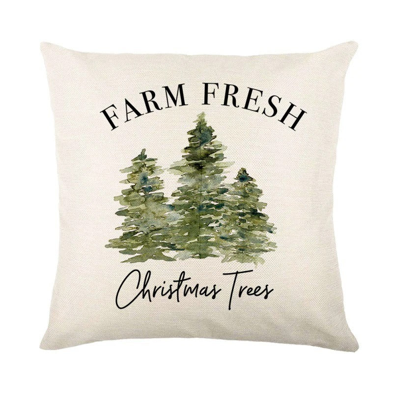 Linen Christmas Cushion Cover – Festive Pillow Case 45x45cm for Holiday Home Décor