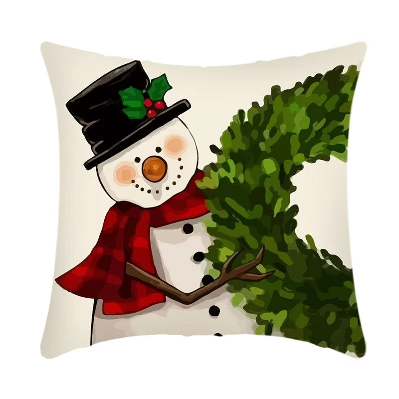Linen Christmas Cushion Cover – Festive Pillow Case 45x45cm for Holiday Home Décor