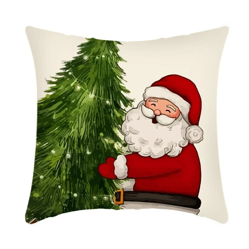 Linen Christmas Cushion Cover – Festive Pillow Case 45x45cm for Holiday Home Décor