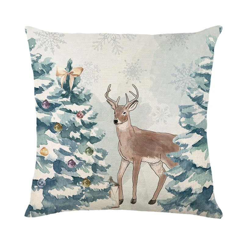 Linen Christmas Cushion Cover – Festive Pillow Case 45x45cm for Holiday Home Décor