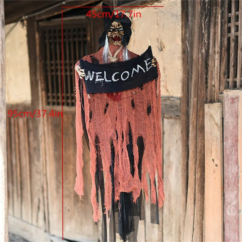 Halloween Hanging Decoration with Light-Up Eyes – Outdoor Yard Haunted House Party Prop