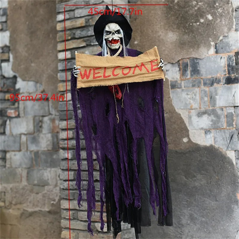 Halloween Hanging Decoration with Light-Up Eyes – Outdoor Yard Haunted House Party Prop