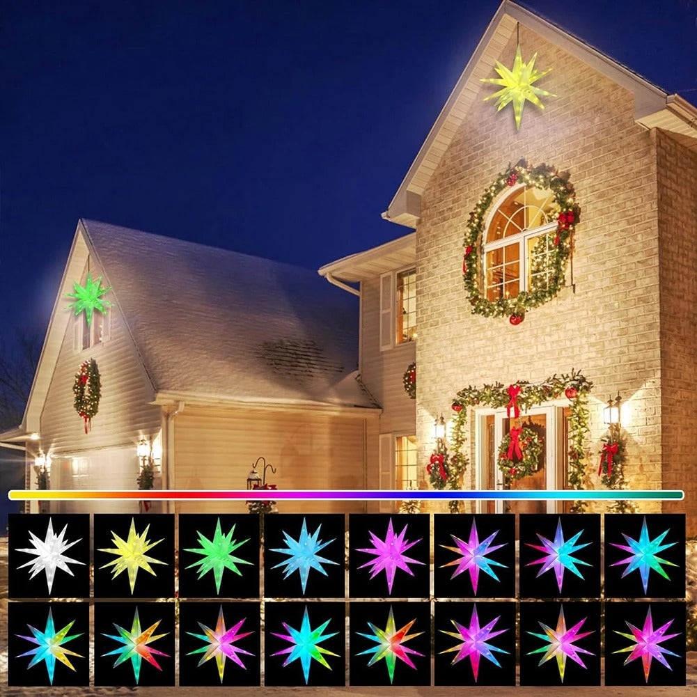 Christmas Tree Topper Star – Shiny LED Light with Bluetooth & USB Power for Festive Tree Decoration