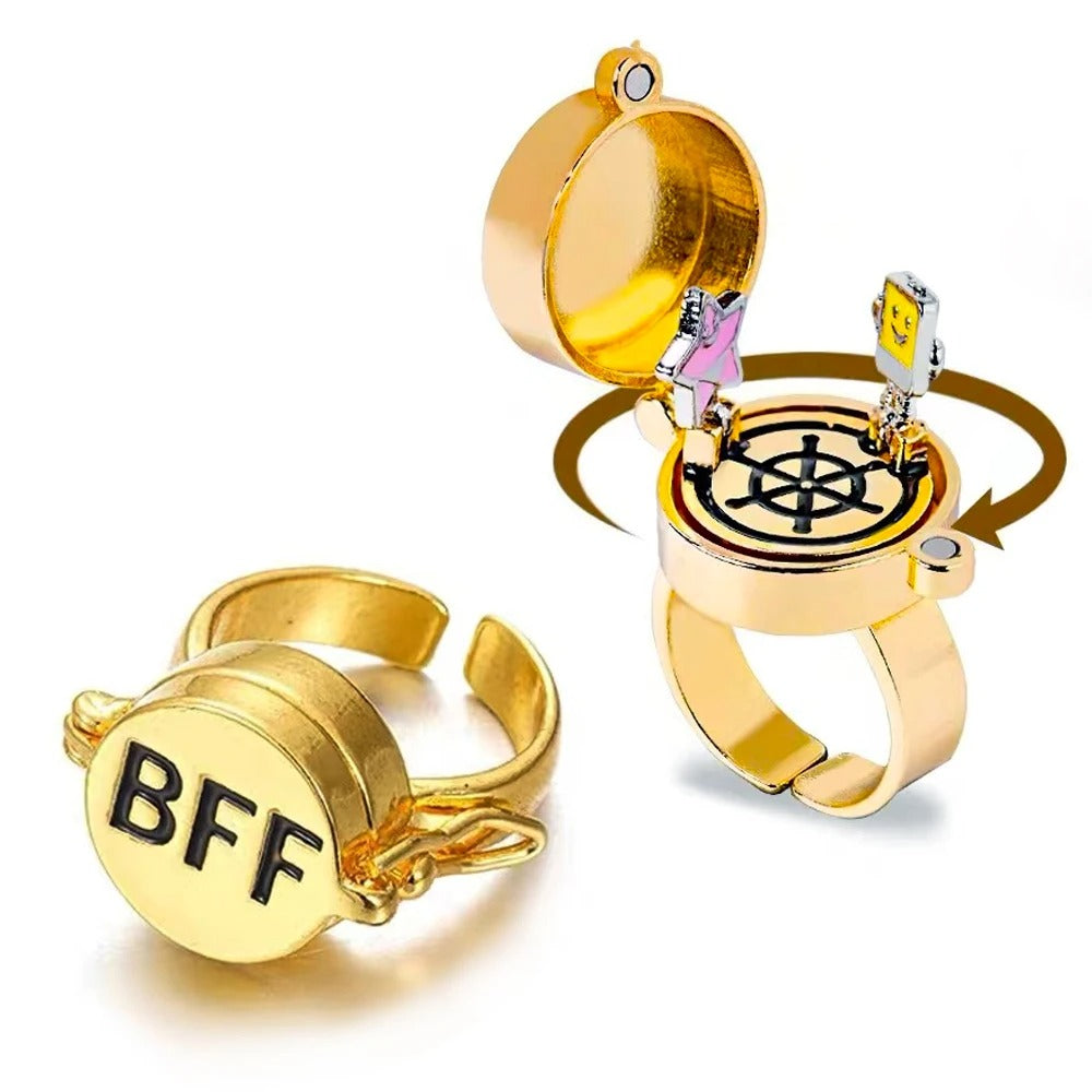 Spinner BFF Matching Friendship Rings – Rotating Open Band Forever Best Friend Rings