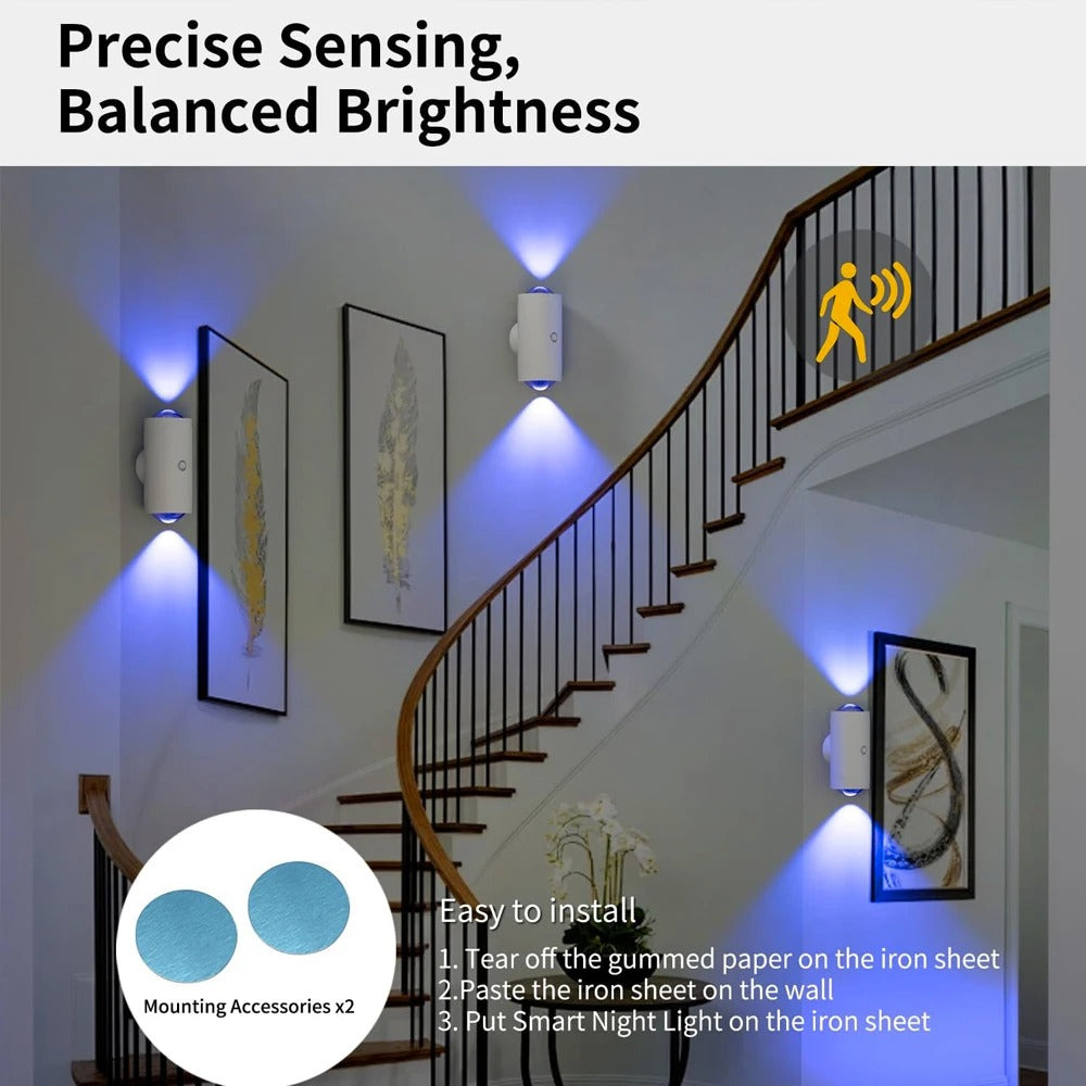Smart Motion Sensor LED Wall Night Light – Rechargeable RGB & Warm White Magnetic Mount