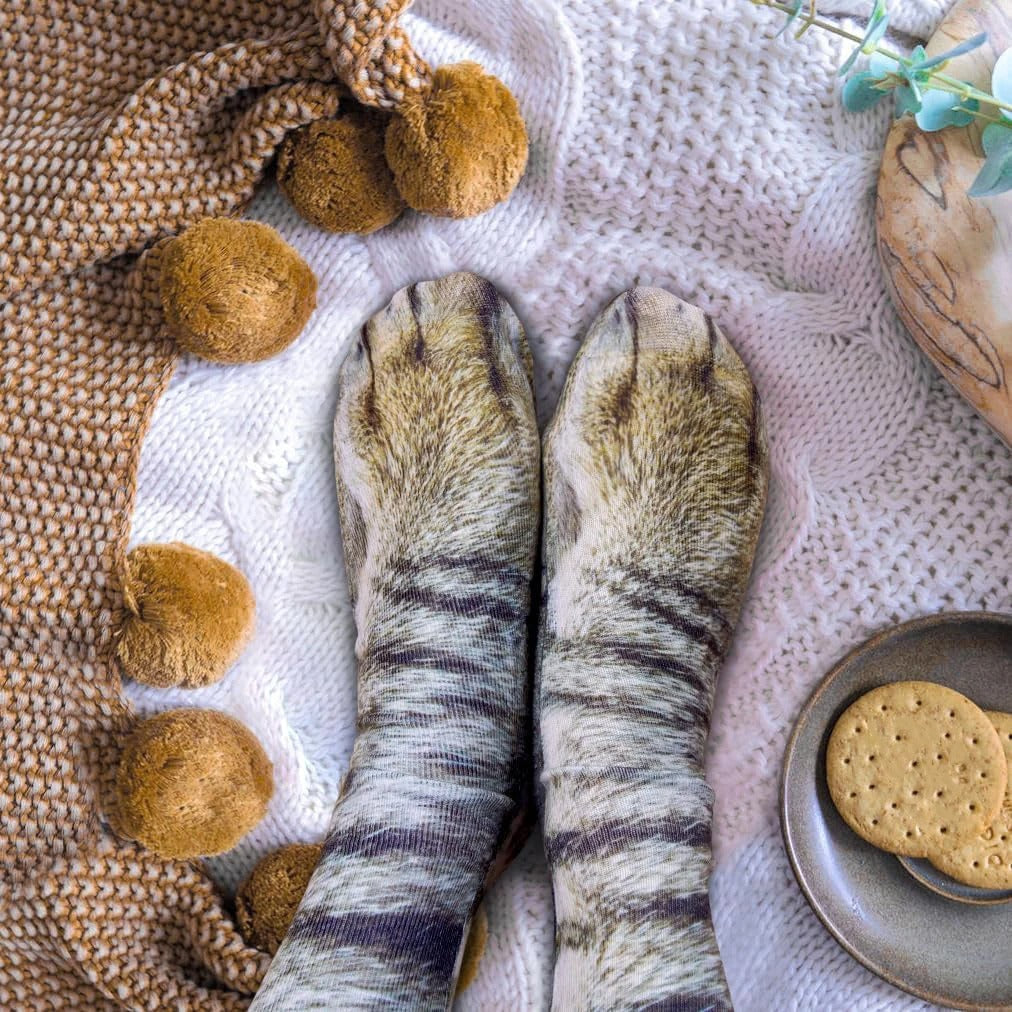 Animal Paw Socks – Cute Novelty Fluffy Paw Print Socks for Women & Kids
