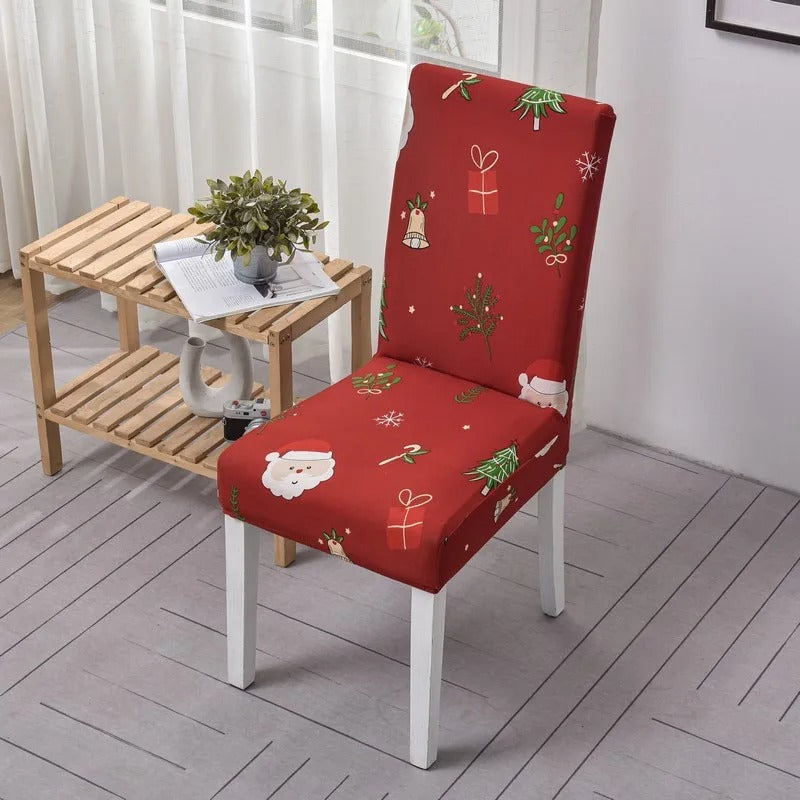 Christmas Dining Chair Covers – Stretch Seat Protector Slipcovers for Xmas Holiday Table Decor