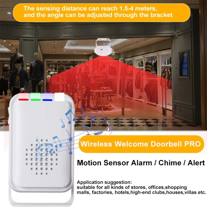 Wireless PIR Motion Sensor Doorbell – 36 Chimes, Welcome Alert & Split Induction Design
