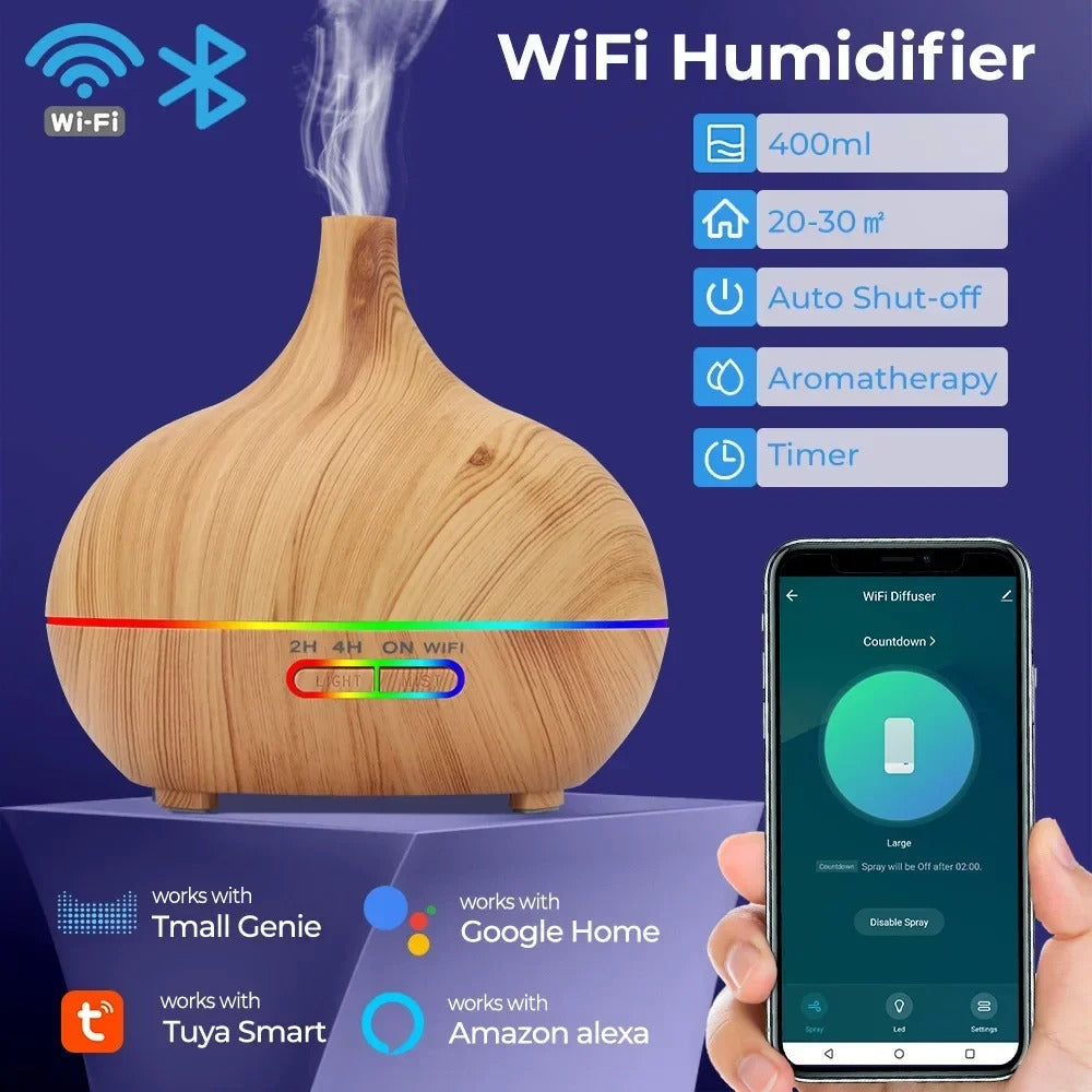 WiFi Smart 550ML Electric Aroma Diffuser & Essential Oil Air Humidifier