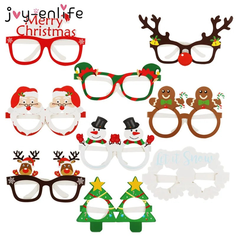 Christmas Novelty Glasses – 9 Piece Festive Party Glasses Set for Xmas Celebrations & Photo Props