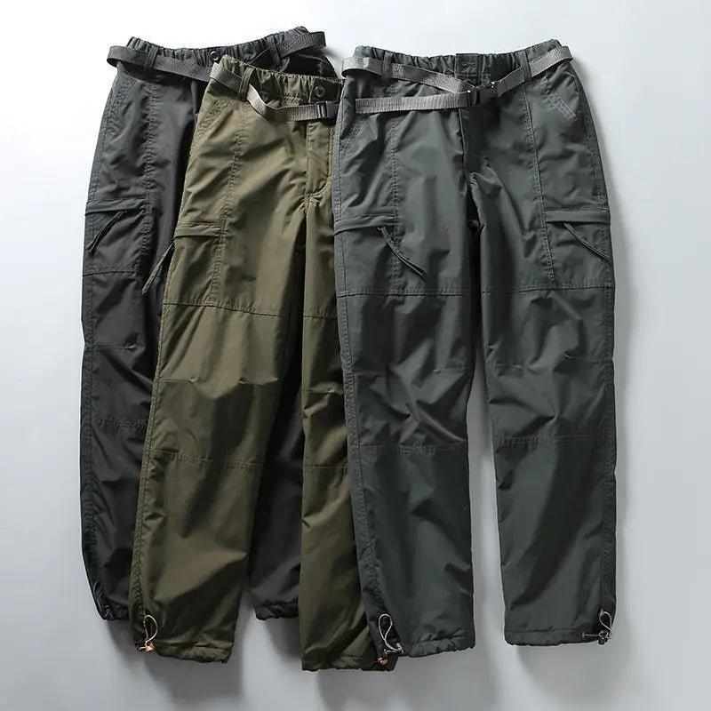 Men’s Thick Waterproof Fleece Cargo Pants – Warm Winter Outdoor Trousers with Multi-Pockets