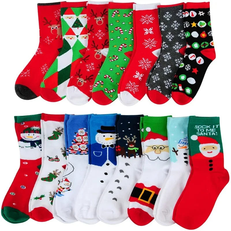 Cartoon Christmas Socks – 5 Pairs Festive Novelty Socks Gift Set for Adults & Kids