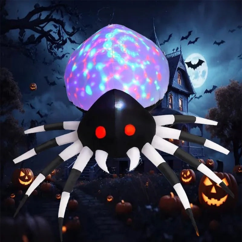 Halloween Inflatable Scary Spider with LED Lights – Luminous Atmosphere Decoration