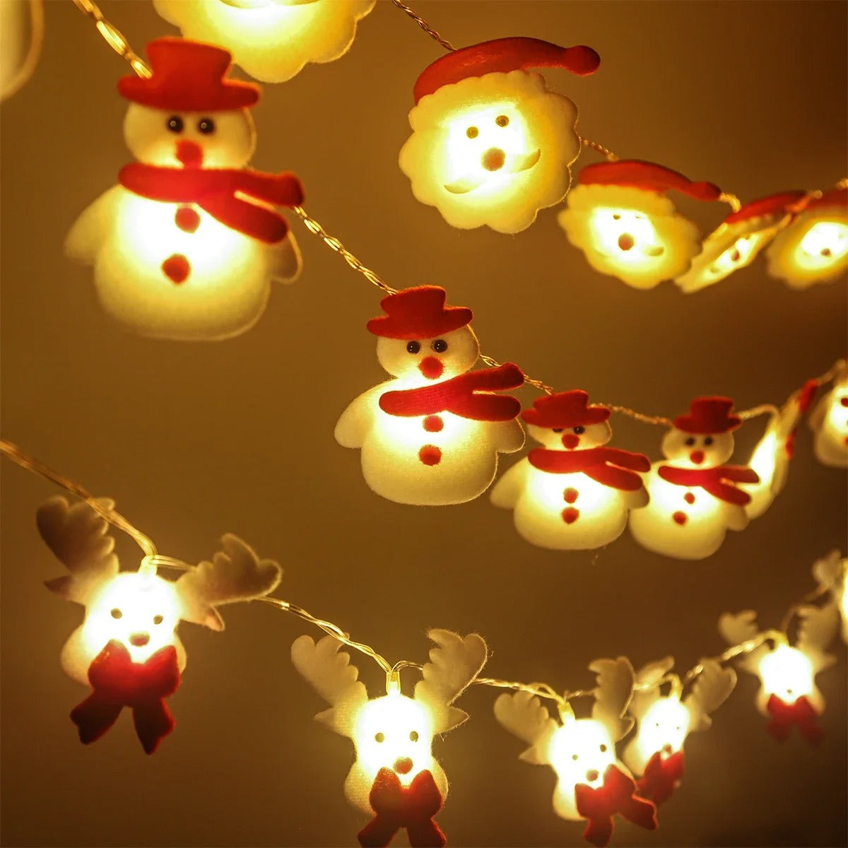 Snowman Christmas LED Garland String Lights – Festive Indoor Fairy Light Decoration for Home & Tree
