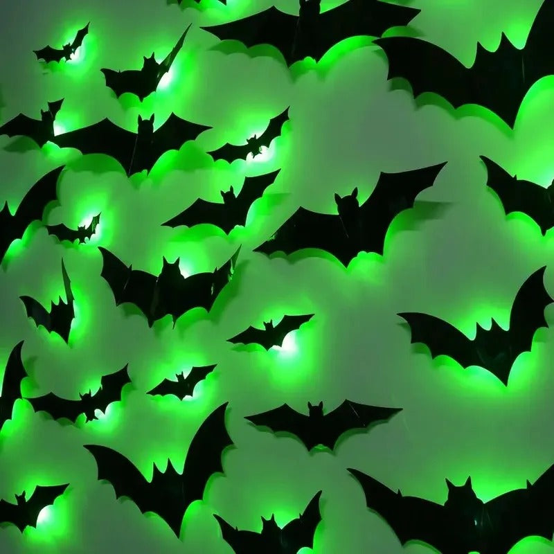 Halloween 3D Lighted Bats – Purple & Green LED Window & Wall Stickers