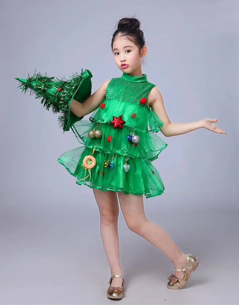 Green Christmas Tree Costume – Funny Festive Dress Up Outfit for Adults & Kids Party