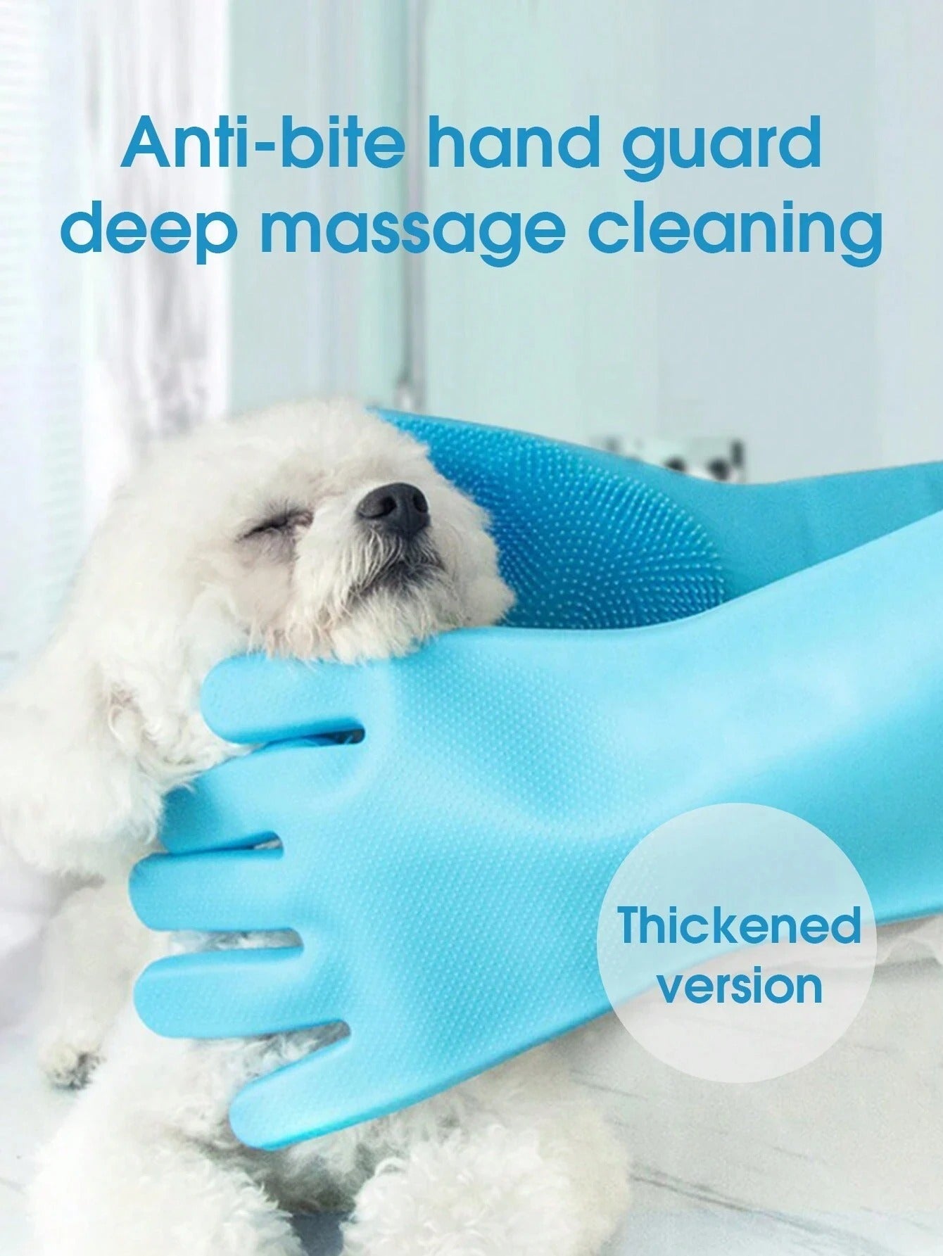 Silicone Pet Bath Brush Gloves – Dog & Cat Grooming Mitt with Massage Bristles