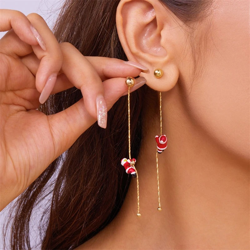 Asymmetric Snowflake Christmas Boot & Hat Drop Earrings – Festive Statement Jewellery for the Holiday Season
