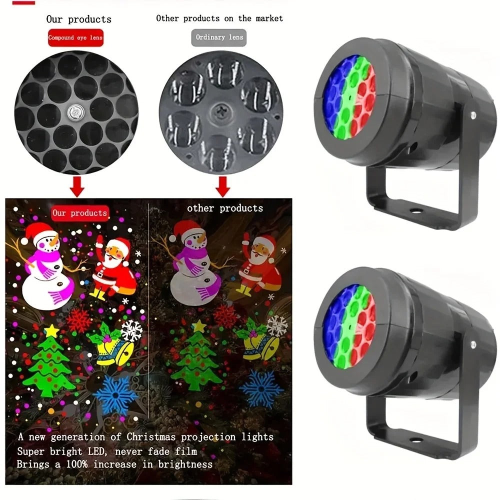Snowflake Christmas Laser Projector Light – 16 Rotating Patterns Waterproof Outdoor & Indoor Festive Display
