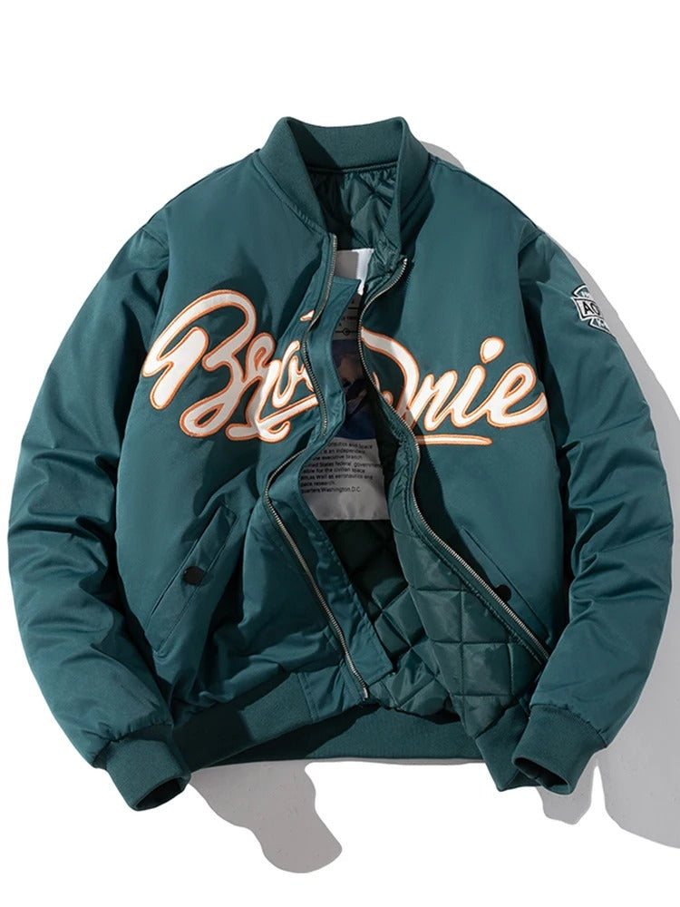 Embroidered Baseball Bomber Jacket - Korean Trendy Pilot Outerwear