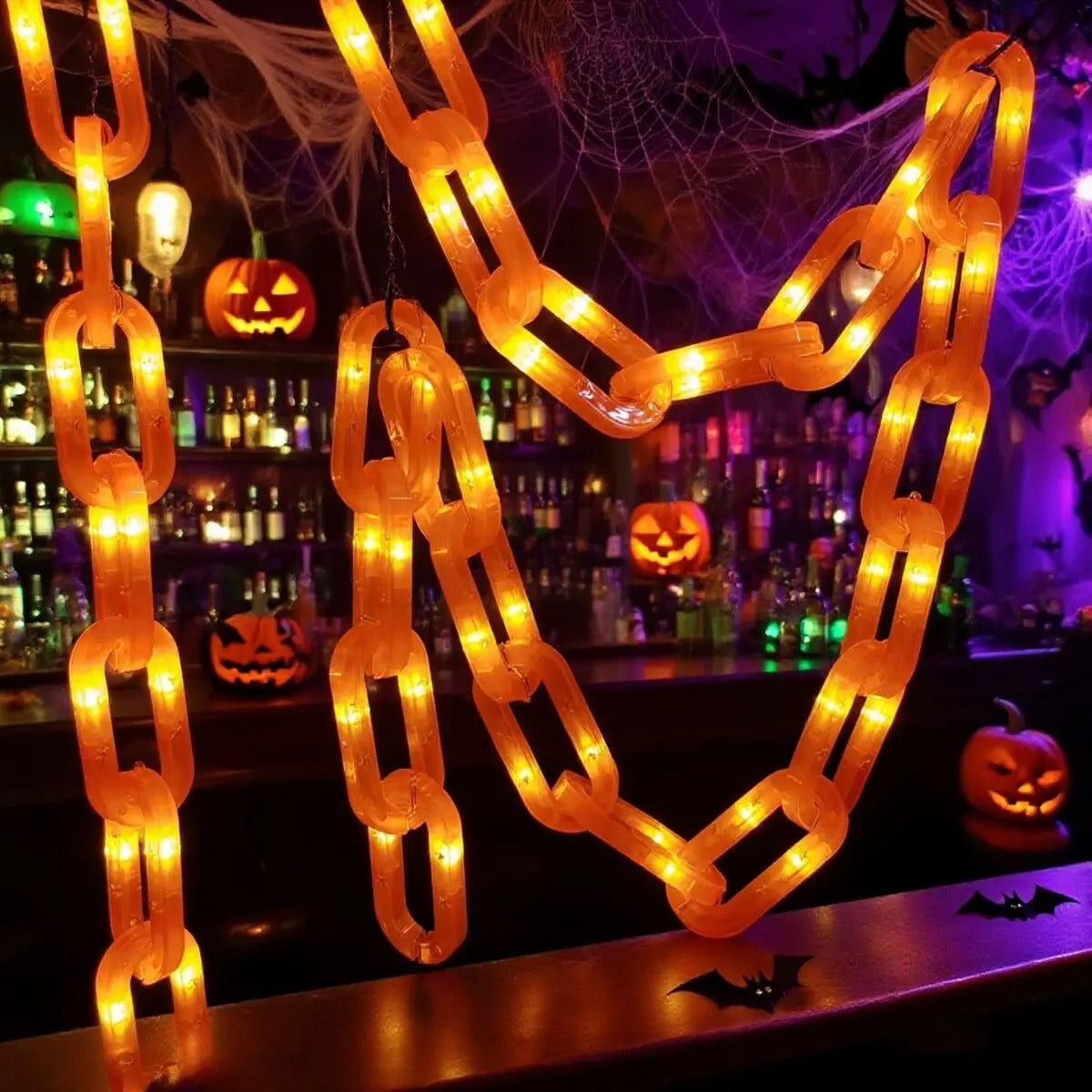 Halloween LED String Lights – Orange & Purple Decorative Fairy Lights, Waterproof Battery Powered