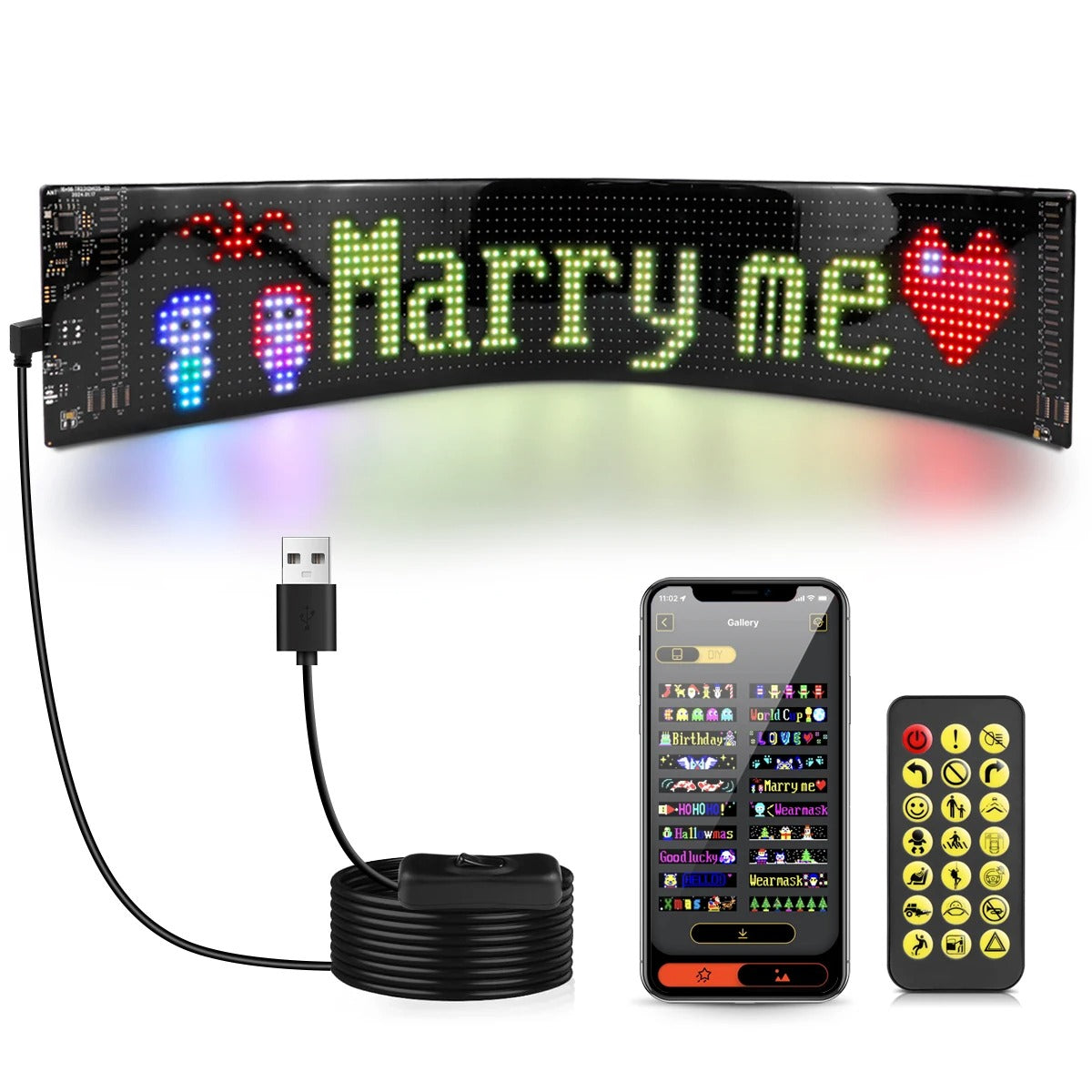 Smart Bluetooth LED Pixel Screen Strip - USB DIY Scrolling Display