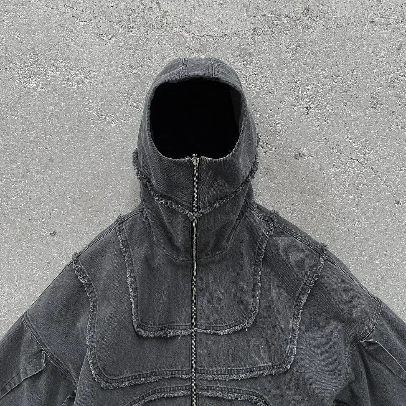 Y2K Gothic Denim Jacket - Oversized Vintage Streetwear Hoodie