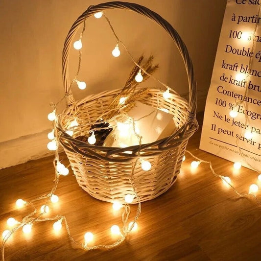 10M LED Ball String Lights – USB & Battery Powered Fairy Lights for Indoor & Outdoor Decor