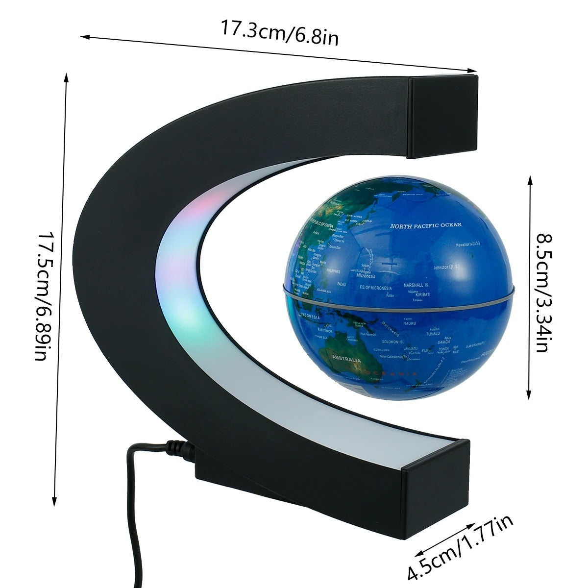 Magnetic Levitating Globe Lamp - Floating LED World Map Antigravity Desk Lamp for Home & Office Decor