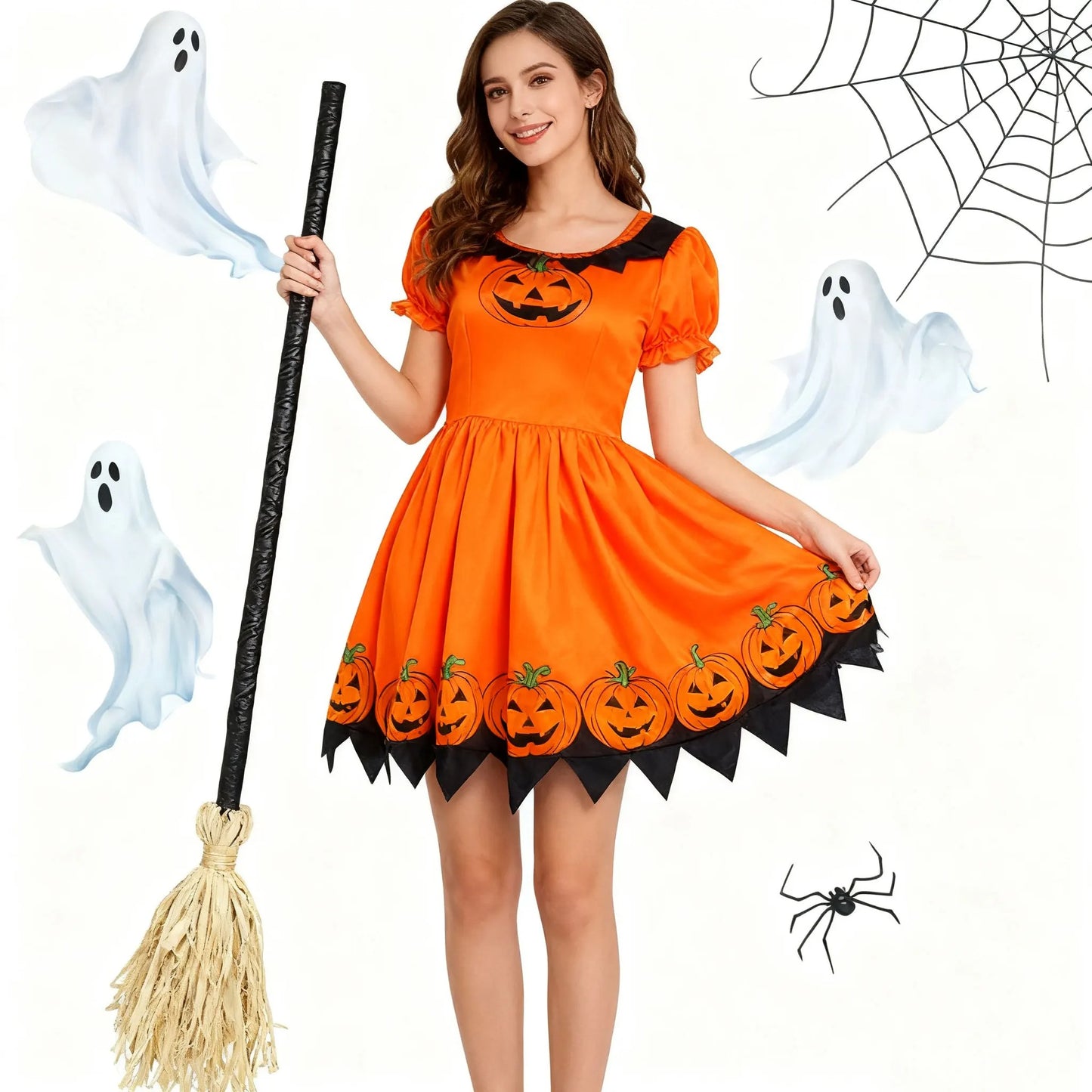 Floating Witch's Brooms – Animated Halloween Broomstick with Lights & Spooky Sounds