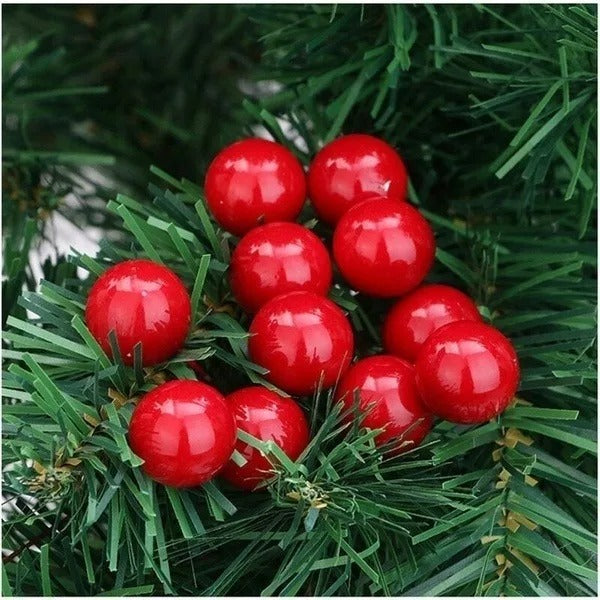 Mini Artificial Red Berries – Fake Cherry Stamens for Christmas Wreaths, Floral Crafts & Decorations