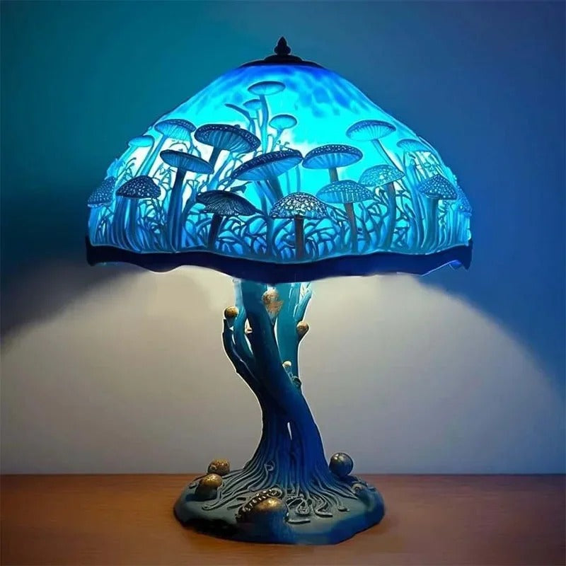 Fairy Mushroom Garden Stained Glass Lamp – Handmade Night Light