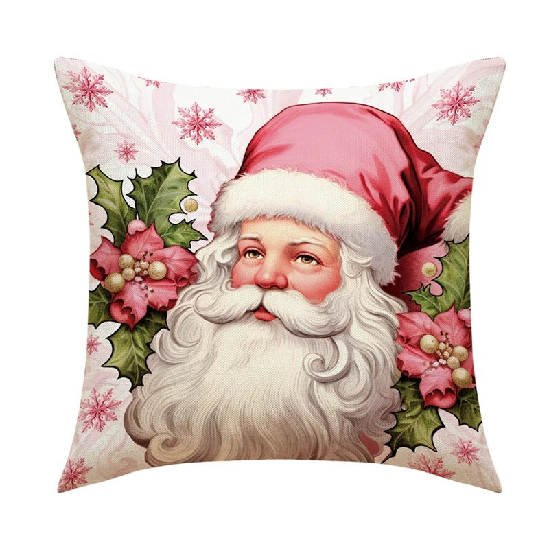 Linen Christmas Cushion Cover – Festive Pillow Case 45x45cm for Holiday Home Décor