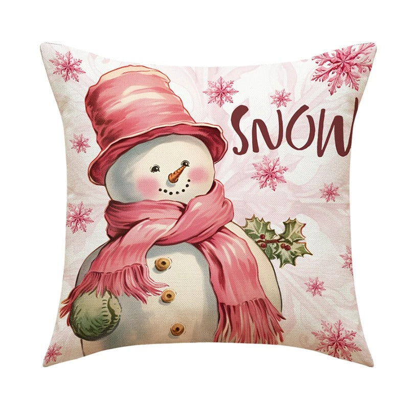 Linen Christmas Cushion Cover – Festive Pillow Case 45x45cm for Holiday Home Décor