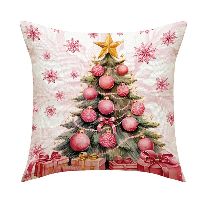 Linen Christmas Cushion Cover – Festive Pillow Case 45x45cm for Holiday Home Décor