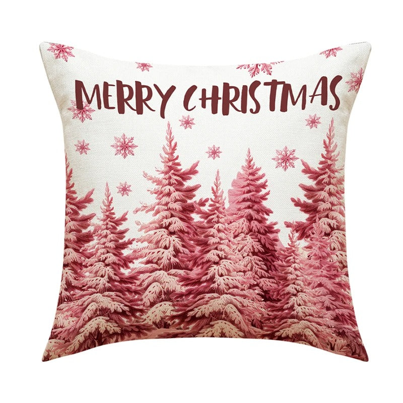 Linen Christmas Cushion Cover – Festive Pillow Case 45x45cm for Holiday Home Décor