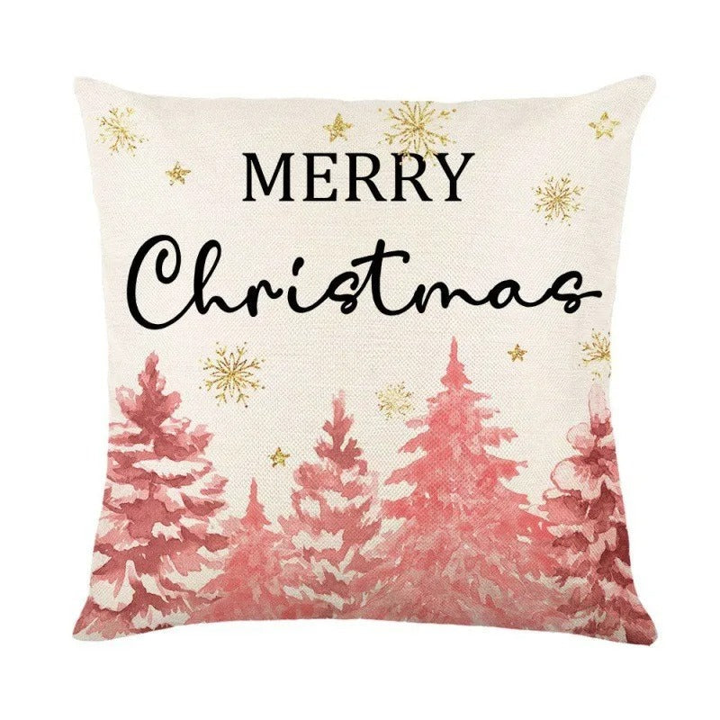 Linen Christmas Cushion Cover – Festive Pillow Case 45x45cm for Holiday Home Décor