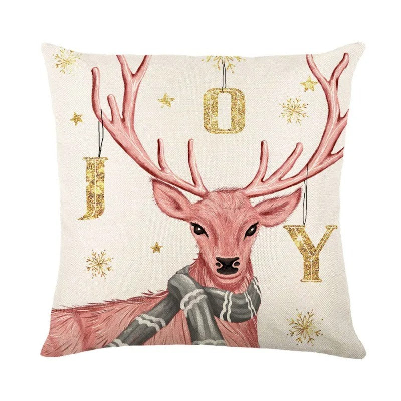 Linen Christmas Cushion Cover – Festive Pillow Case 45x45cm for Holiday Home Décor