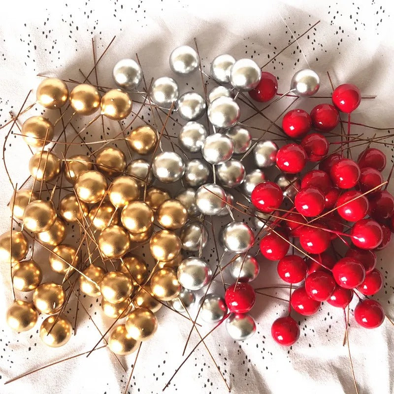 Mini Artificial Red Berries – Fake Cherry Stamens for Christmas Wreaths, Floral Crafts & Decorations