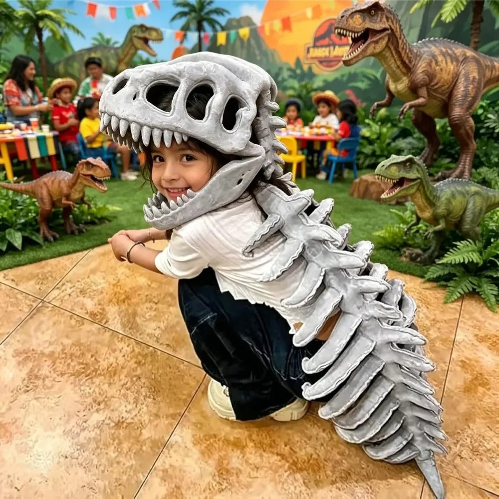 Dinosaur Skeleton Plush Headgear – Halloween Costume Accessory